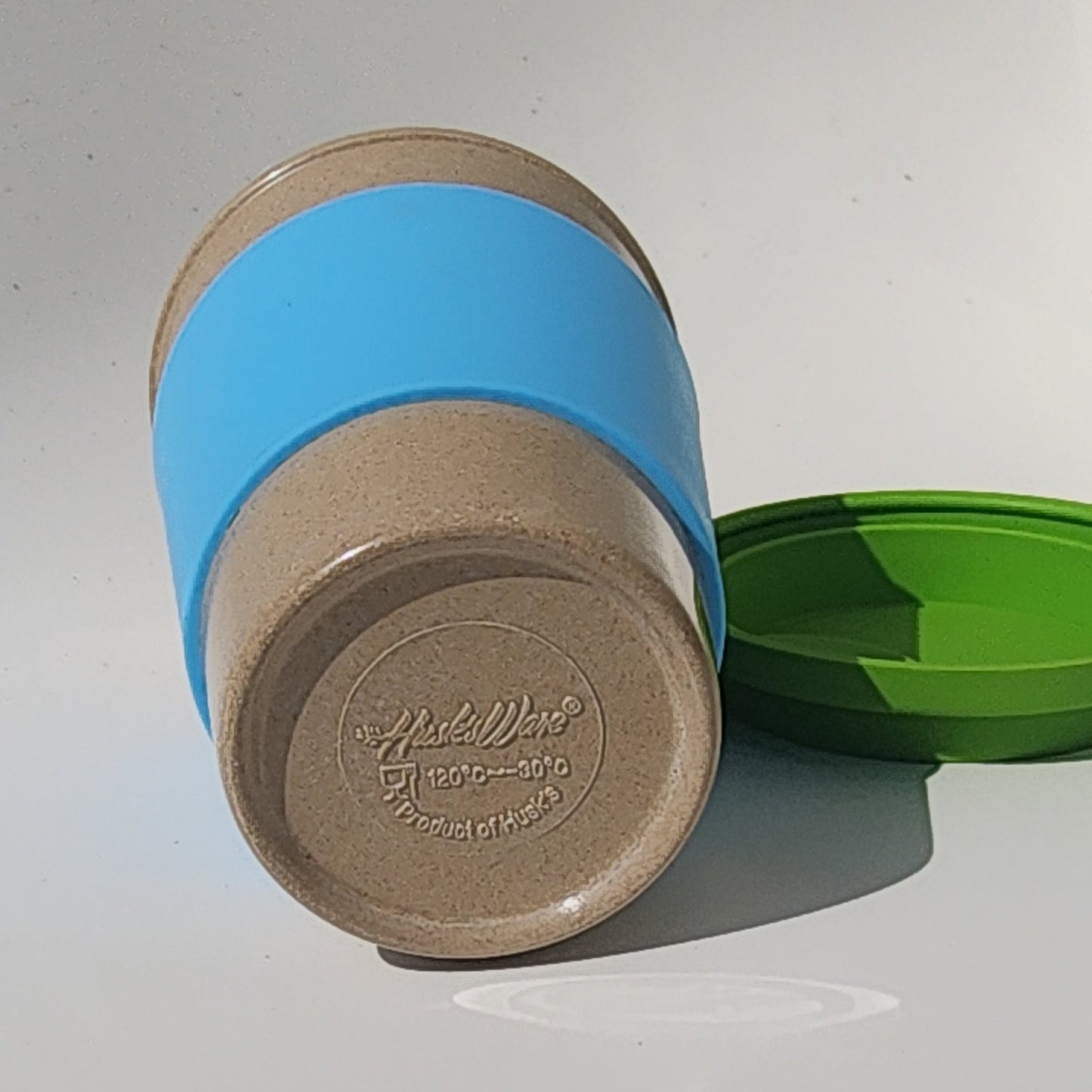 12oz Beige Rice Husk Reusable Cup & Large Blue Cuff