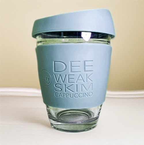 12oz Glass - Personalised Coffee Cup with Large Silicone Cuff