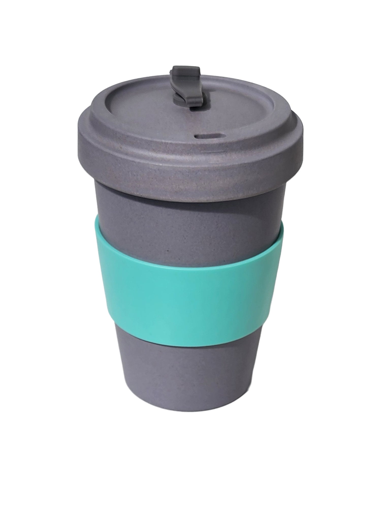 16oz Large Bamboo Cup in Charcoal Grey and Personalised Mint Cuff