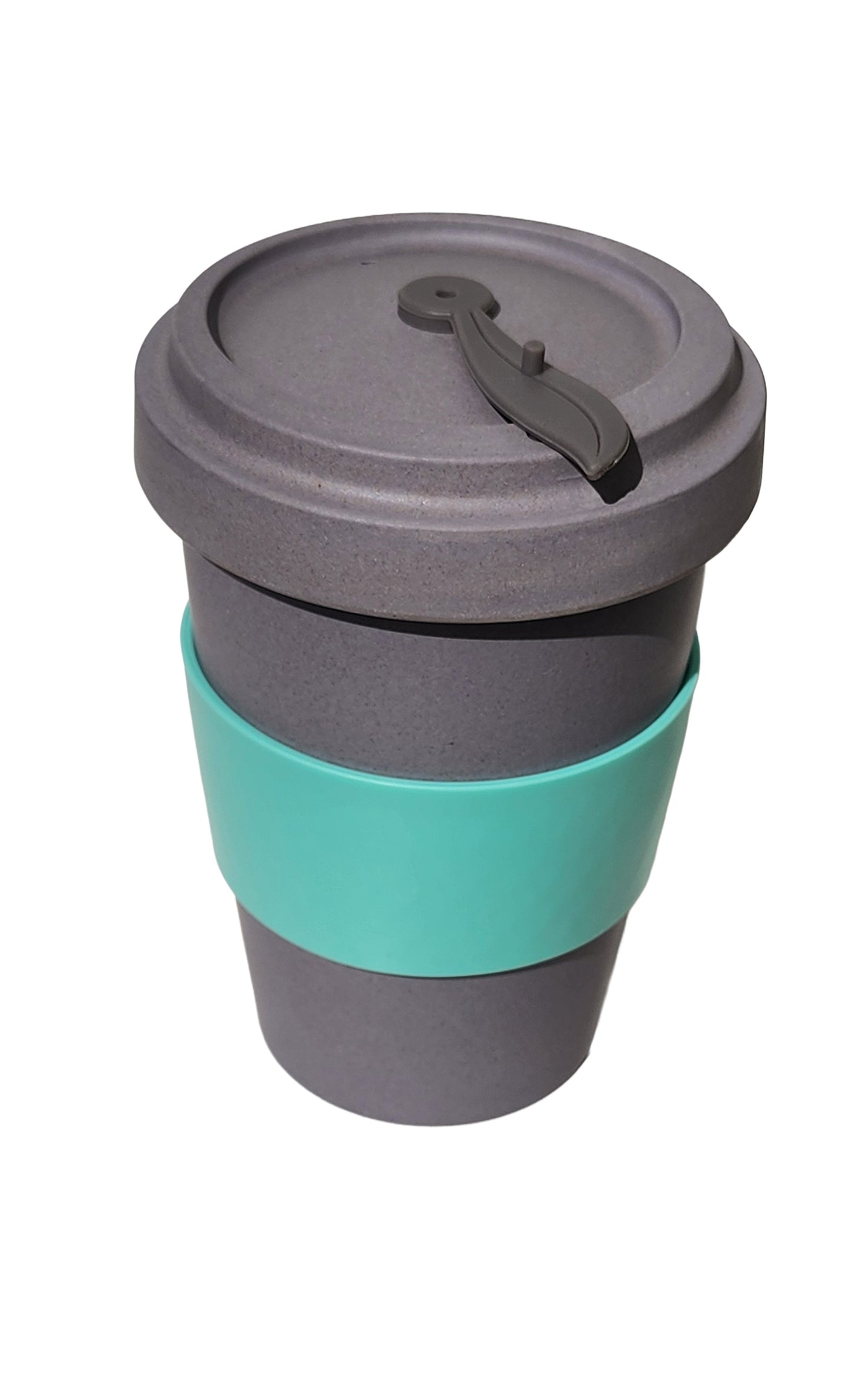 16oz Large Bamboo Cup in Charcoal Grey and Personalised Mint Cuff