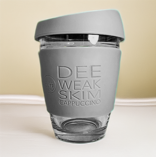 12oz Glass - Personalised Coffee Cup with Large Silicone Cuff