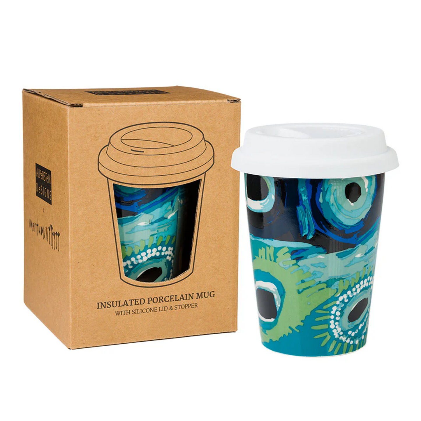 May Wokka Chapman insulated mug with Aboriginal art