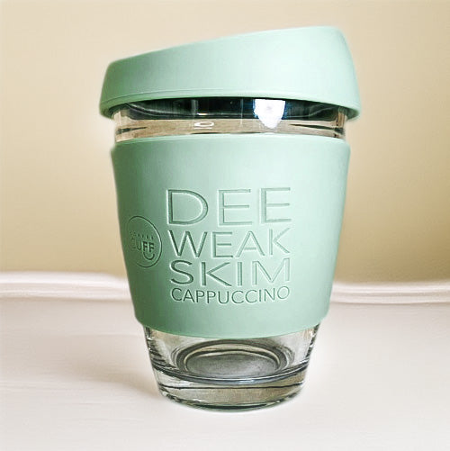 12oz Glass - Personalised Coffee Cup with Large Silicone Cuff