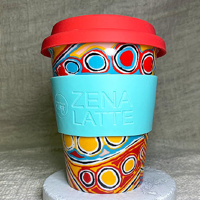 Reusable Porcelain Cup by Aboriginal Artist Judy Napangardi - Custom Cuff