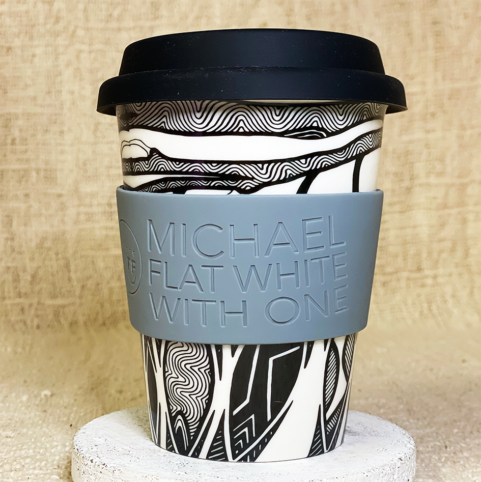 beautiful keep cup gift australia theme in black and white art