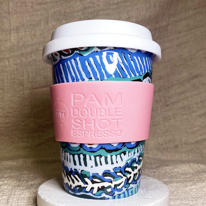 Aboriginal artist designed reusable Murdie Morris porcelain cup