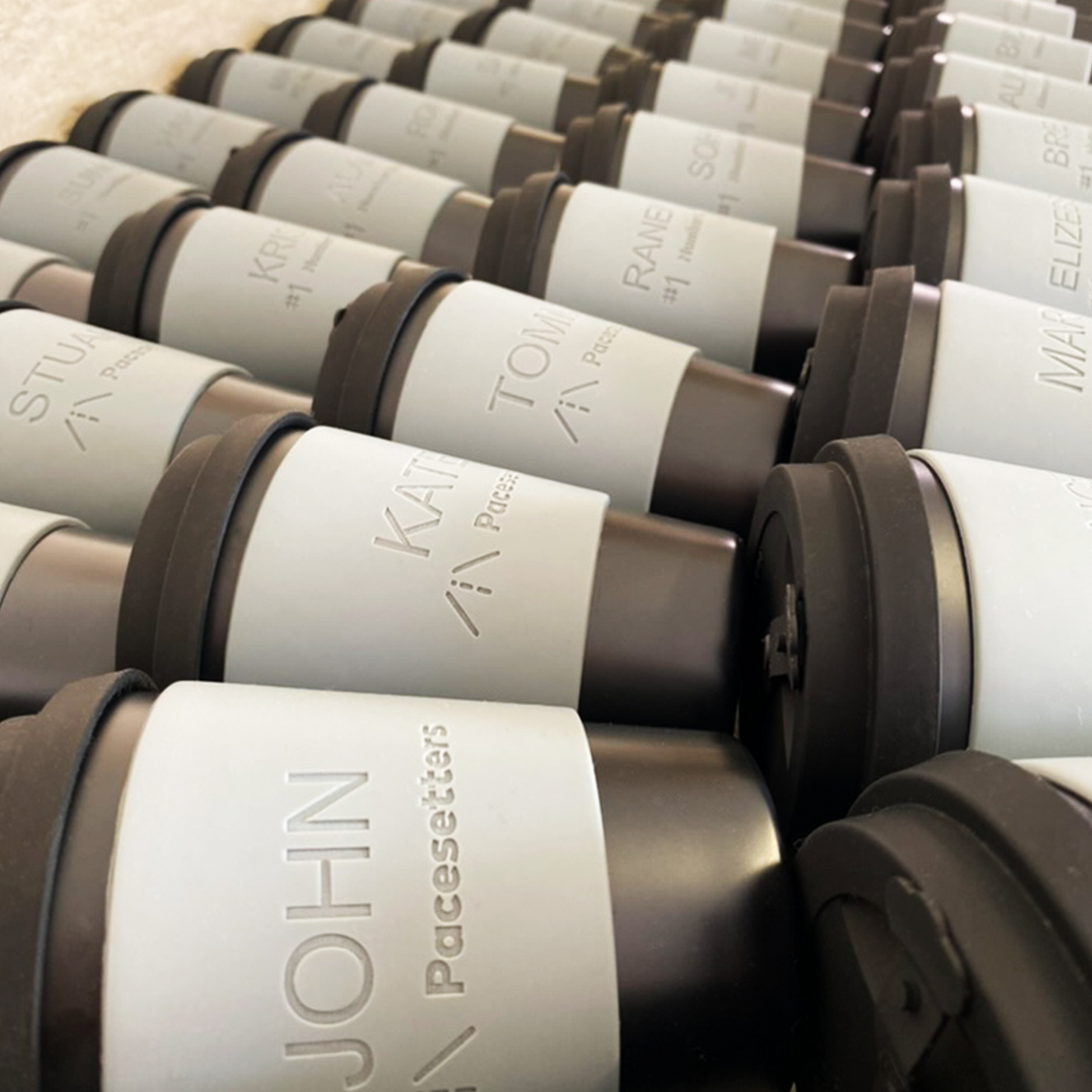 optus coffee cups for pacesetters black and grey keep cup for work