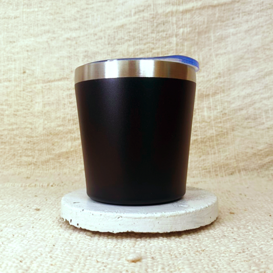 8oz Black Insulated Stainless Steel Reusable Coffee Cup (260ml)