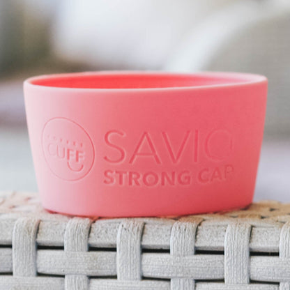 strong cap on pink coffee takeaway keep cup sleeve