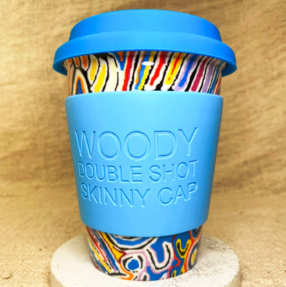 Keep cup double walled insulated cup with artwork by Judy Napangardi Watson from Warlukurlangu Artists. Double walled mugs are a wonderful thing
