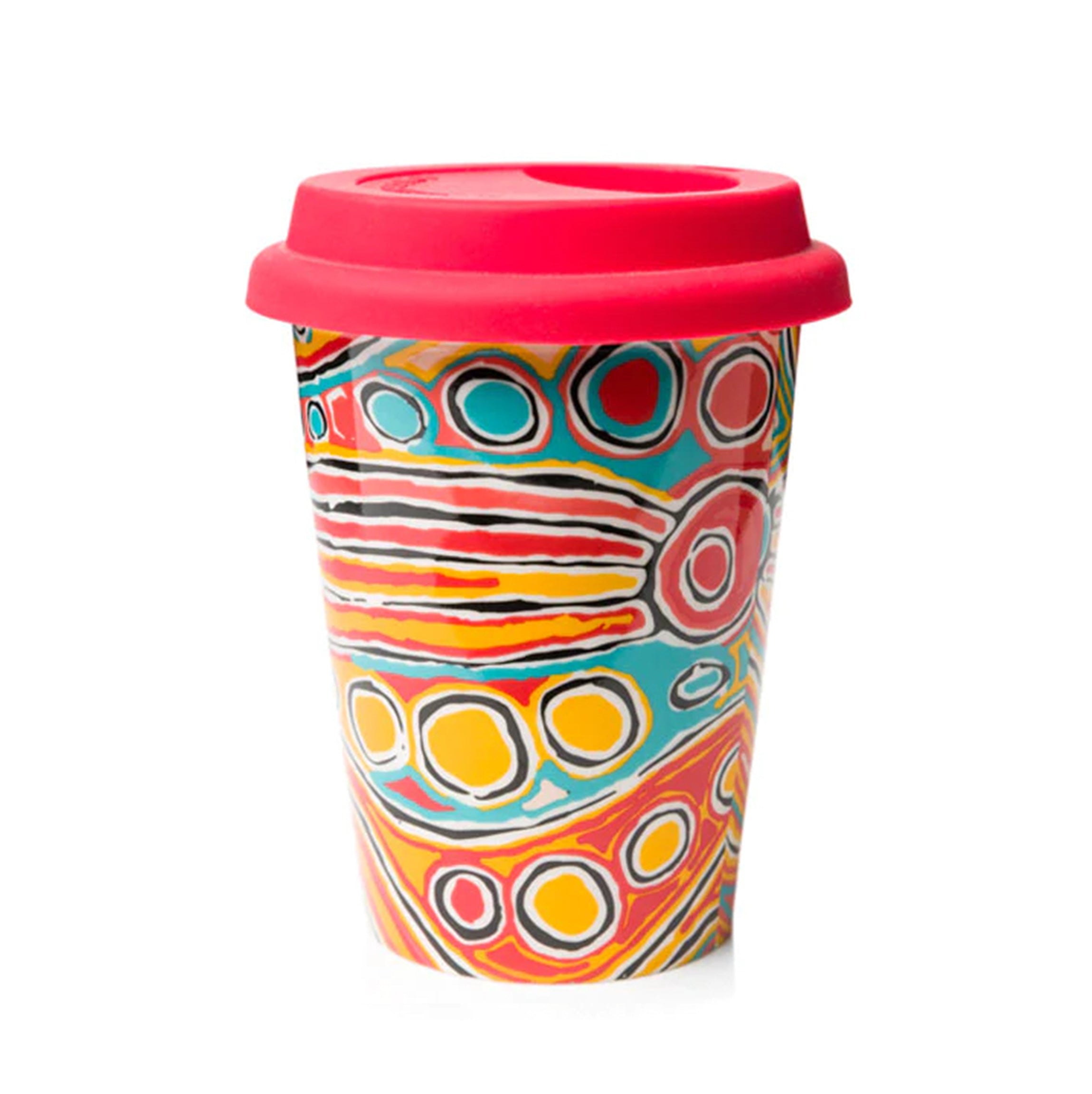 Reusable Aboriginal artist designed coffee cup and cuff Coffee Cuff Reusable Aboriginal artist designed coffee cup and cuff Coffee Cuff