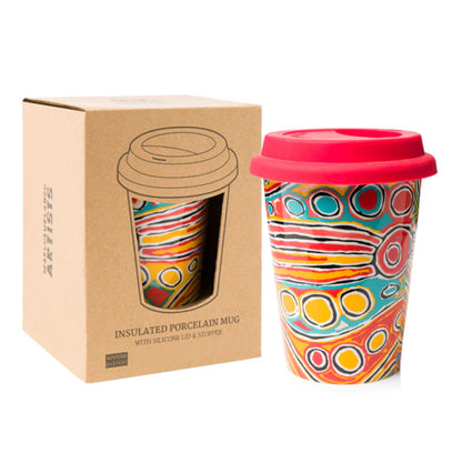 keep cup in red yellow and blue for plastic free coffee cups