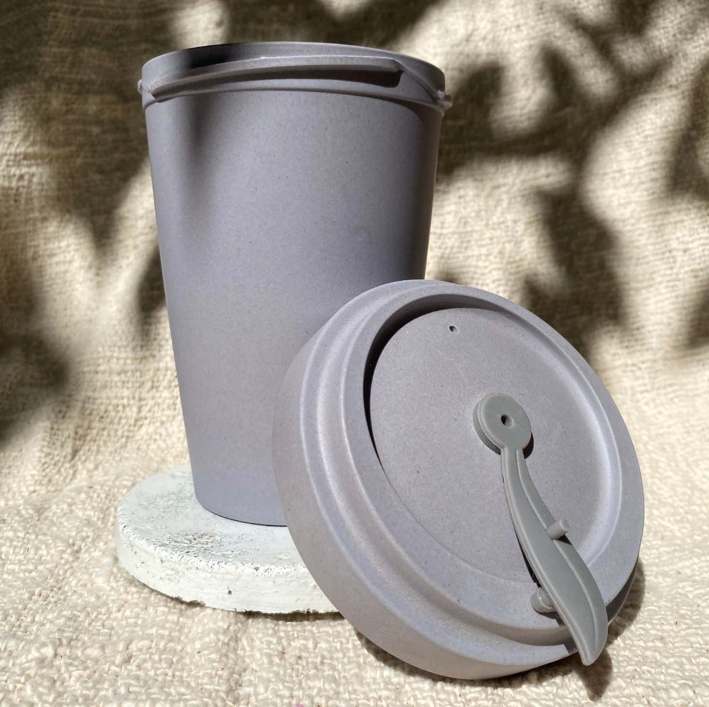 16oz Large Bamboo Cup in Charcoal Grey and Personalised Mint Cuff