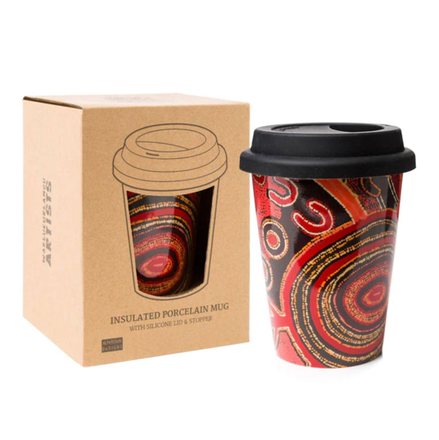Double insulated porcelain Theo Hudson art mug with coffee order