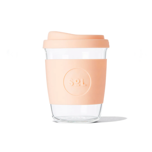 Paradise peach SoL reusable glass and personalised sleeve