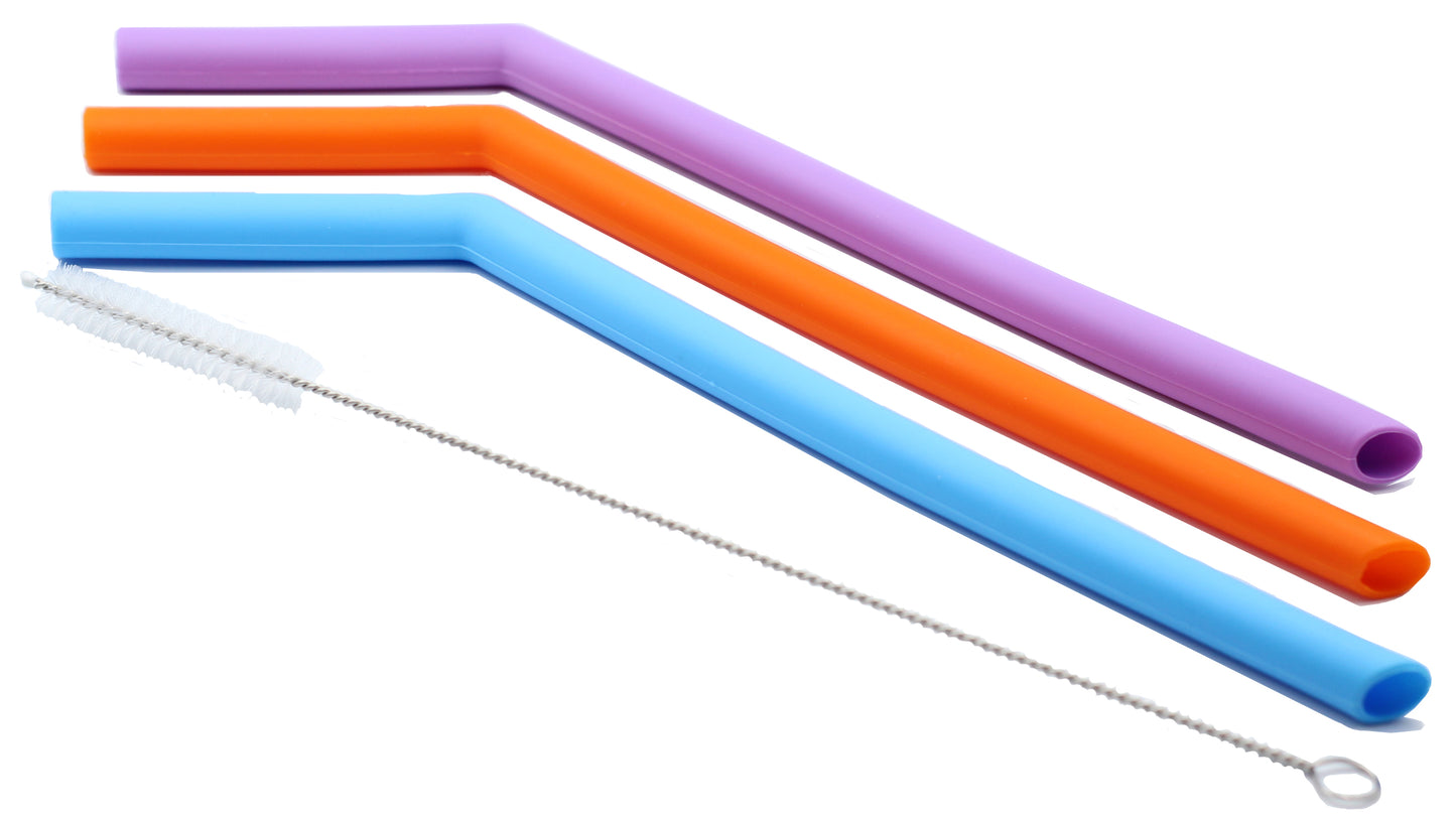 Jumbo Silicone 3 Colour Straw Set