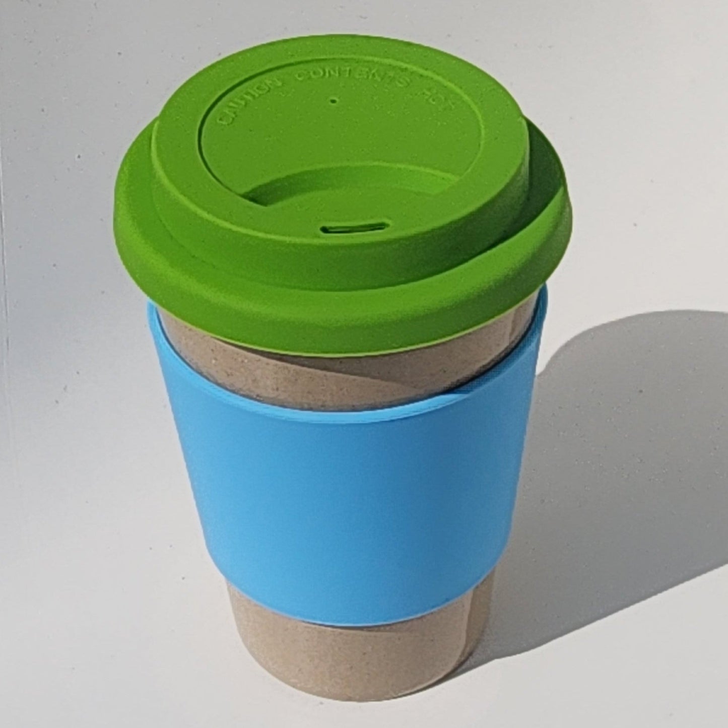 12oz Beige Rice Husk Reusable Cup & Large Blue Cuff