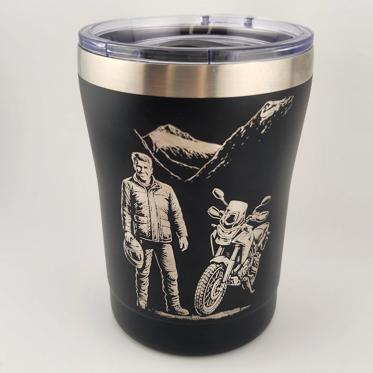 12oz_Black_Stainless_Tumbler_Engraved_Matt_Motorbike