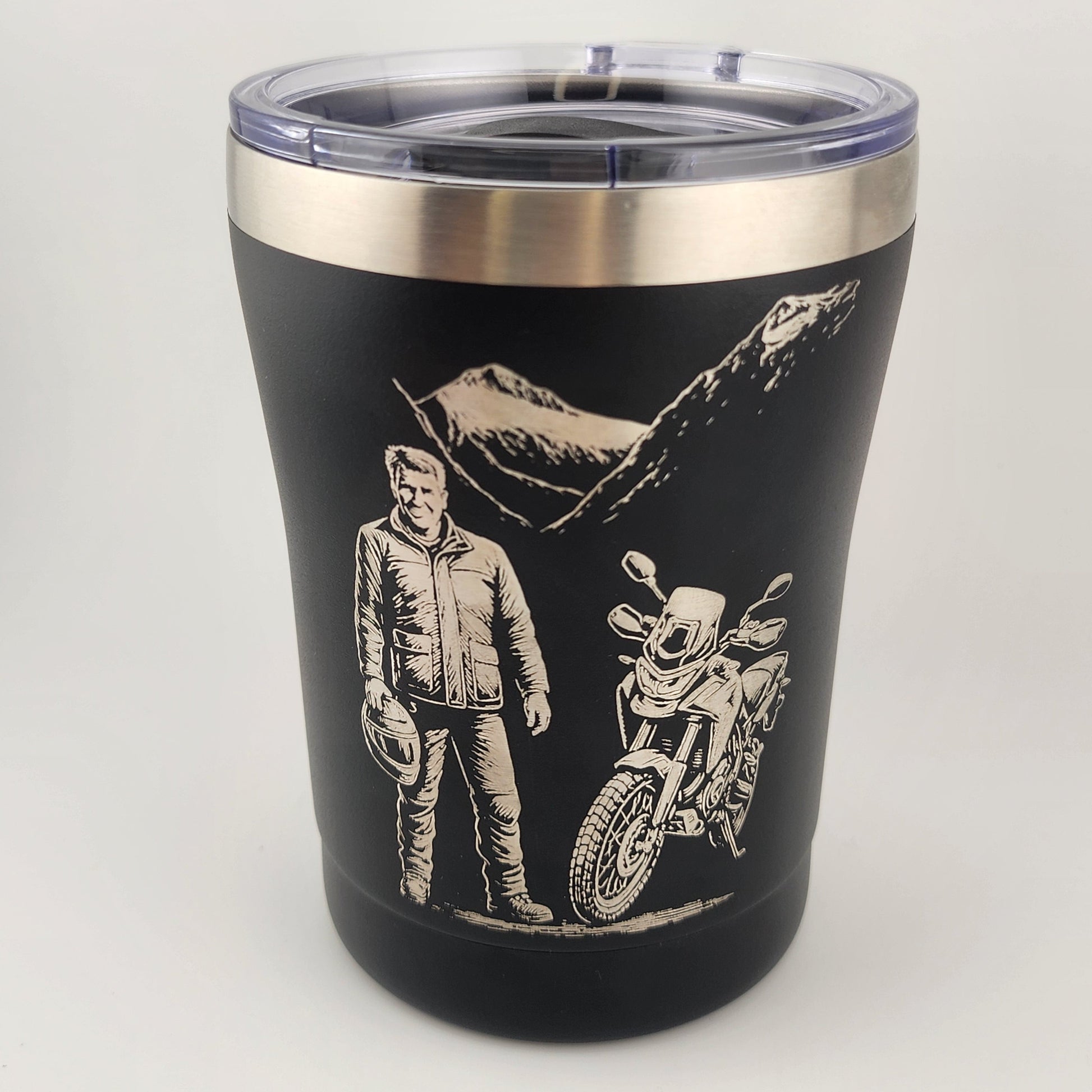 12oz_Black_Stainless_Tumbler_Engraved_Matt_Motorbike