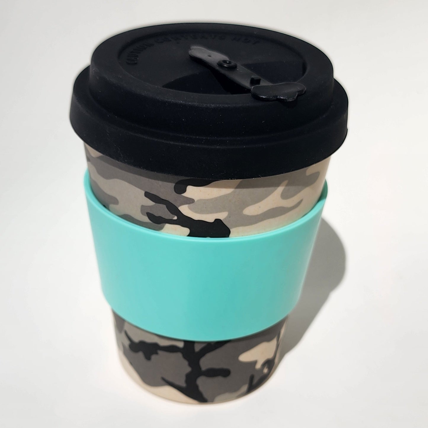 12oz Cacciatore White Camouflage Bamboo Reusable Cup_top angle