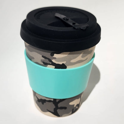 12oz Cacciatore White Camouflage Bamboo Reusable Cup_top angle