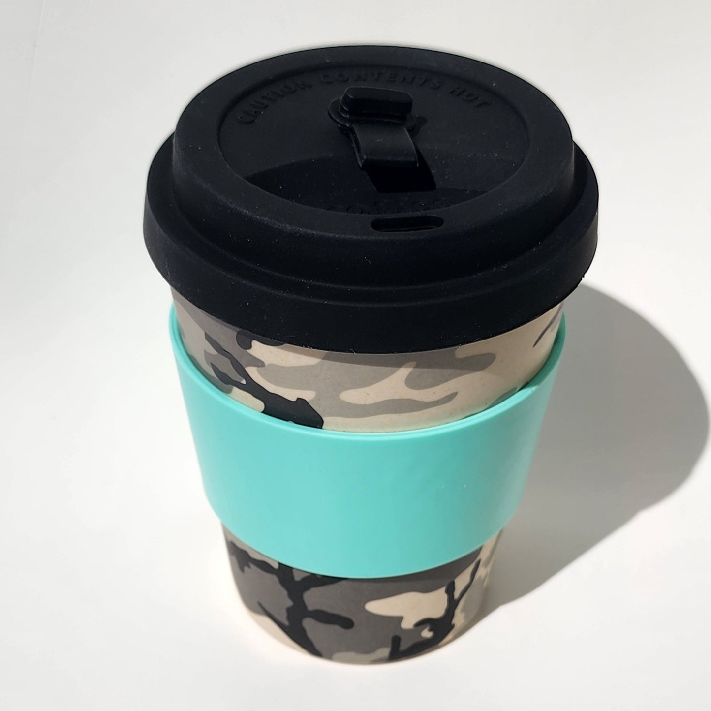 12oz Cacciatore White Camouflage Bamboo Reusable Cup_top angle2