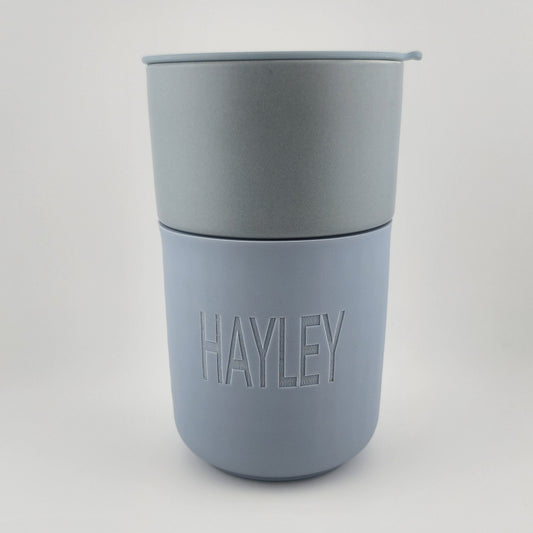 12oz Ceramic Travel Mug & Silicone Sleeve - Cloudy Blue