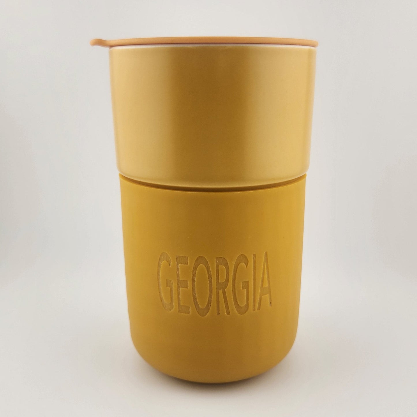 12oz Ceramic Travel Mug & Silicone Sleeve - Saffron Yellow