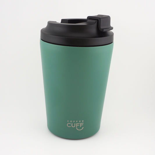 12oz_Stainless_Coffee_Cup_Pine_Green_Side_View