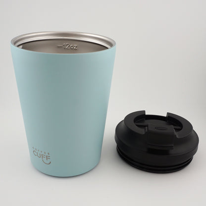 12oz_Stainless_Coffee_Cup_Sea_Foam_Blue_Lid_Off