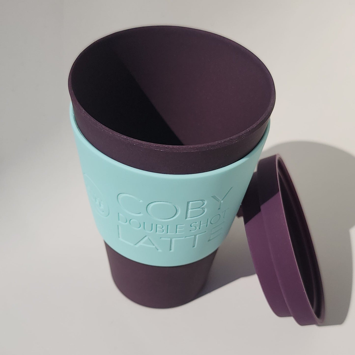14oz Sapere Aude Bamboo Reusable Cup & Large Mint Cuff inside