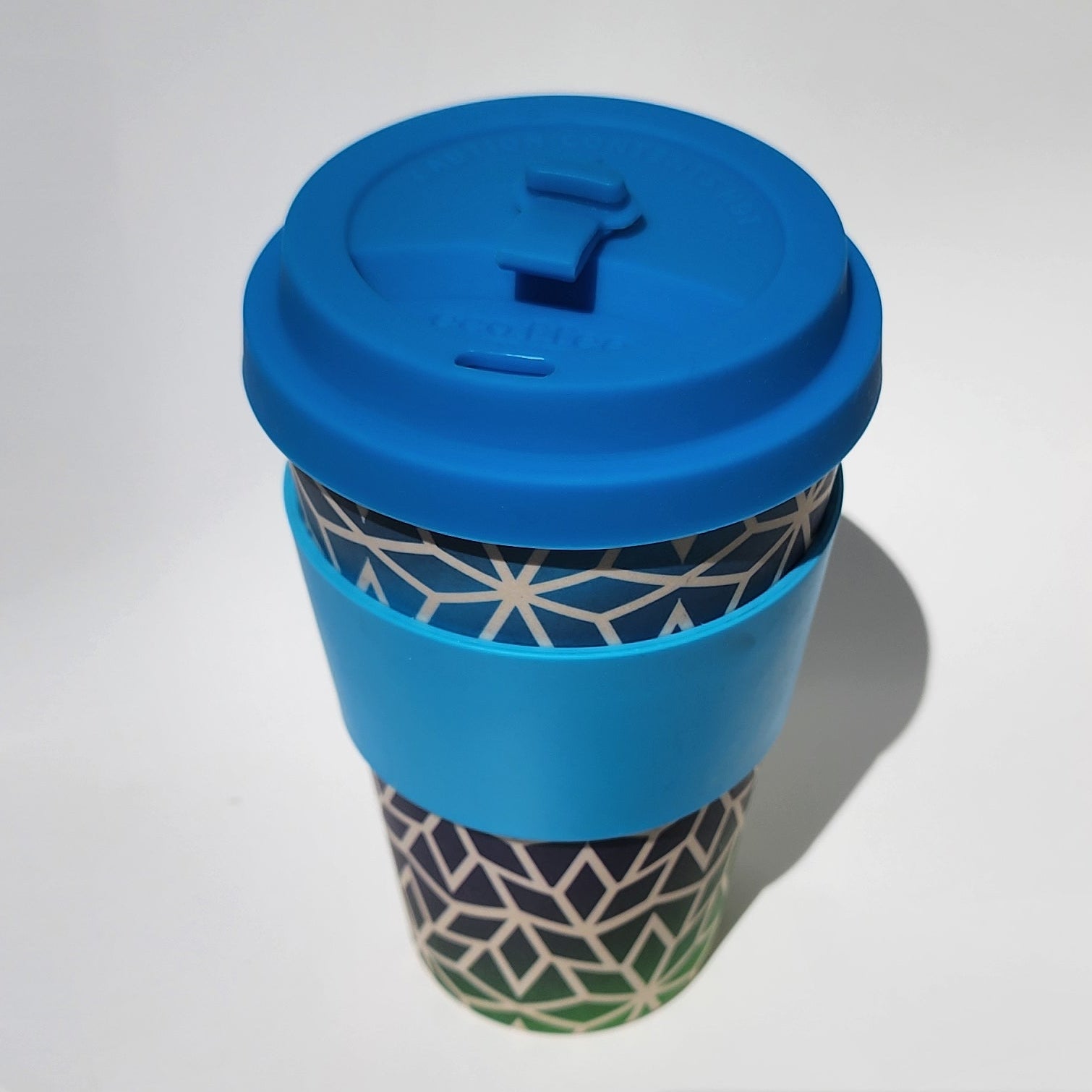 14oz Stargate Geometric Bamboo Reusable Cup_top angle2