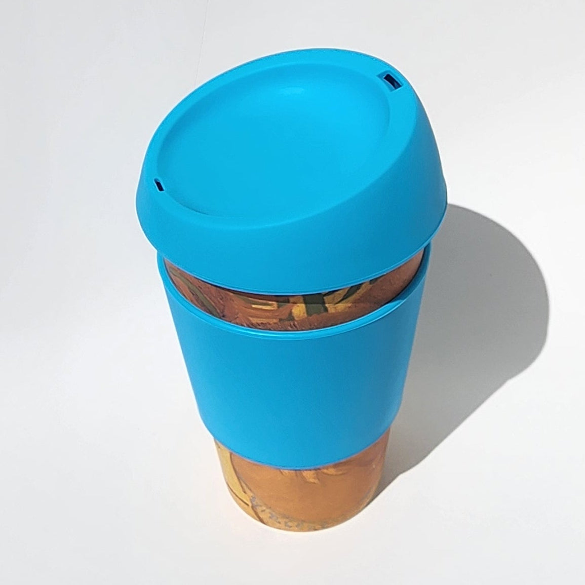 14oz Sunflowers Van Gogh Bamboo Reusable Cup_top angle