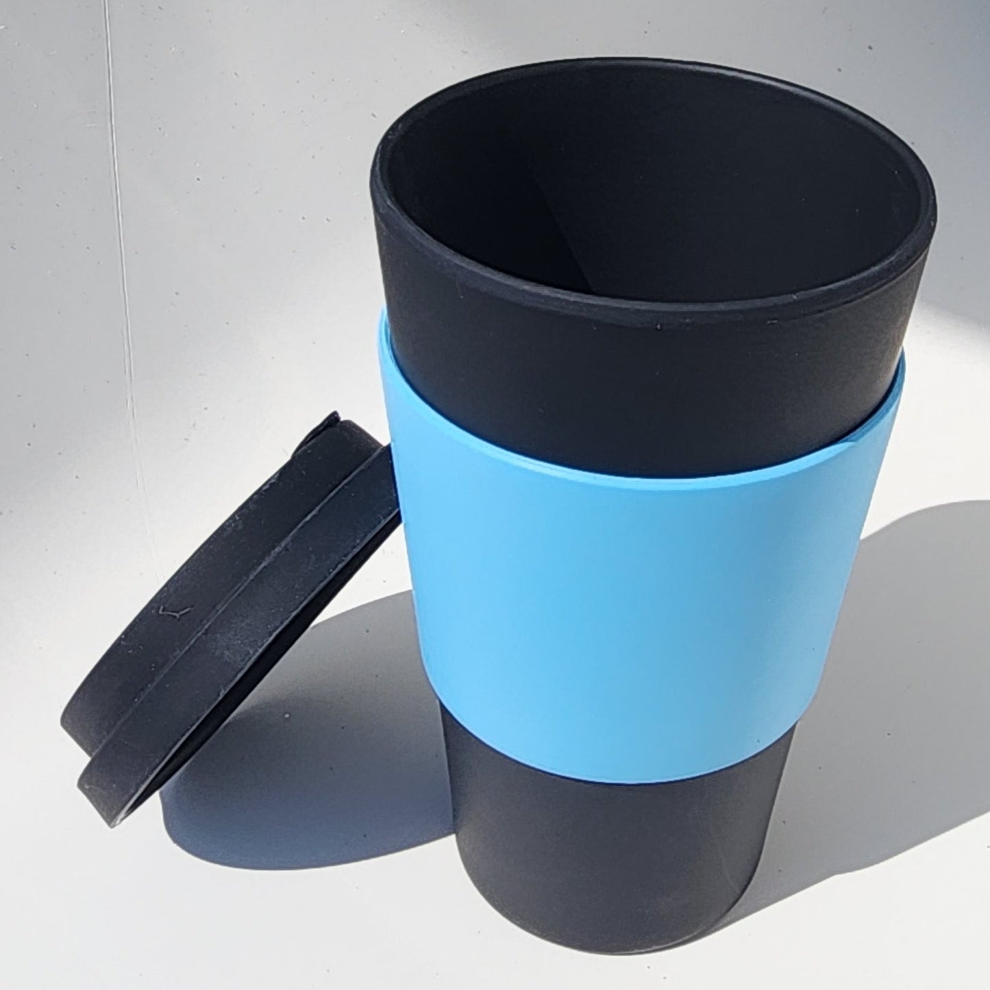 16oz Kerr and Napier Black Bamboo Reusable Cup_top angle