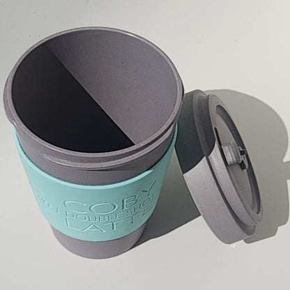 17oz Grey Bamboo Reusable Cup_top angle