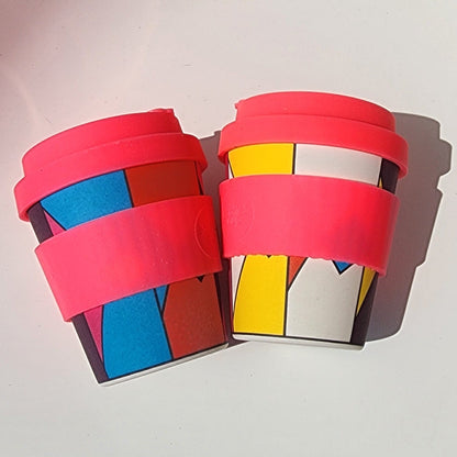 6oz Roxy Pink Bamboo Reusable Cup & Small Pink Cuff_2