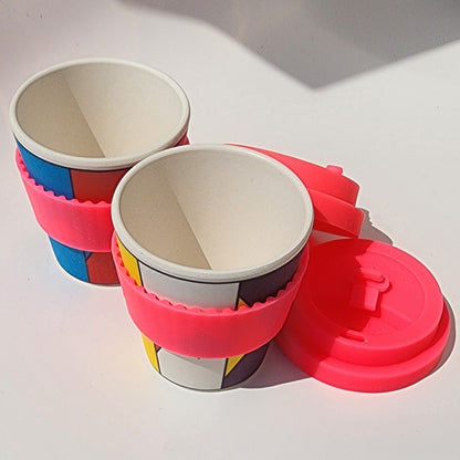 6oz Roxy Pink Bamboo Reusable Cup & Small Pink Cuff_2_2