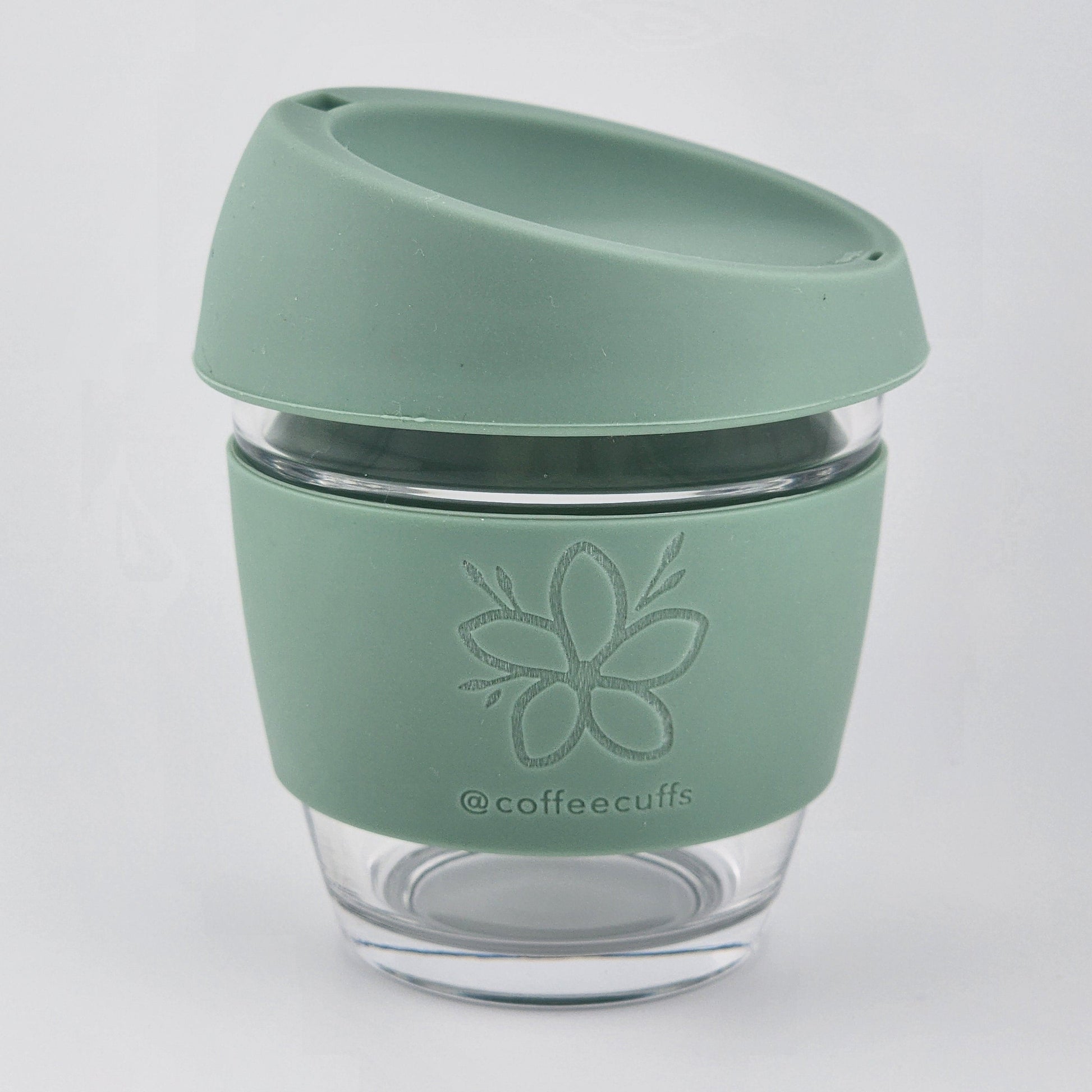 8oz Glass - Sage Green - Flower