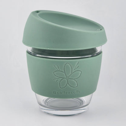 8oz Glass - Sage Green - Flower