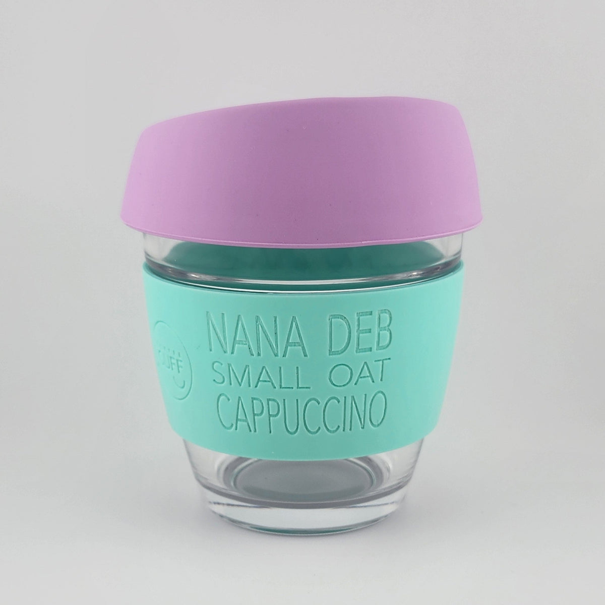 8oz_Glass_Keep_Cup_Custom Engrave - Mint and Pink