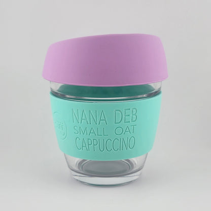 8oz_Glass_Keep_Cup_Custom Engrave - Mint and Pink