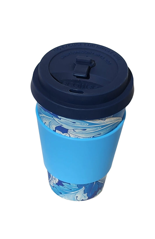 Acanthus Large Bamboo Reusable Cup and Blue Coffee Cuff