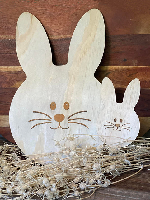 Bunny head Easter custom wood placemat coaster gift set
