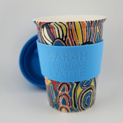 Ceramic Travel Mug - Judy Napangardi - Sky Blue1