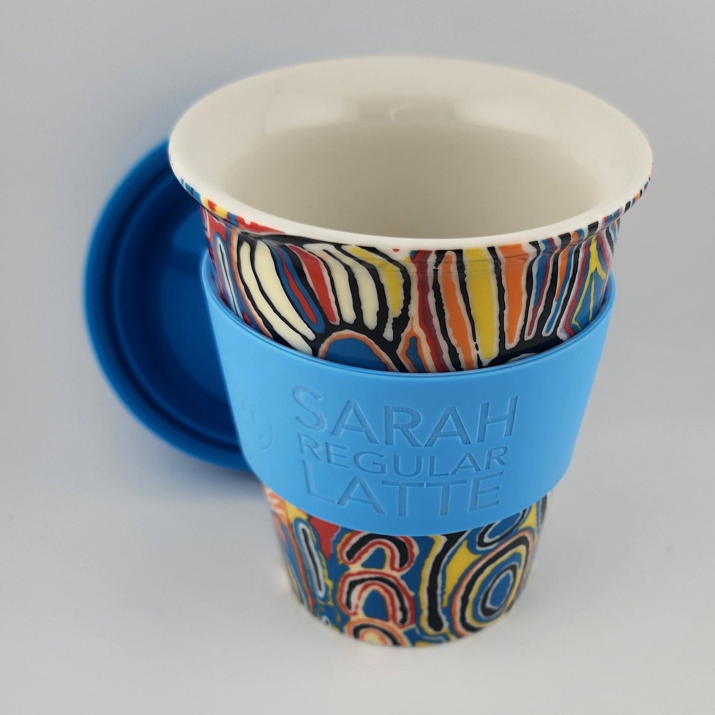 Ceramic Travel Mug - Judy Napangardi - Sky Blue2