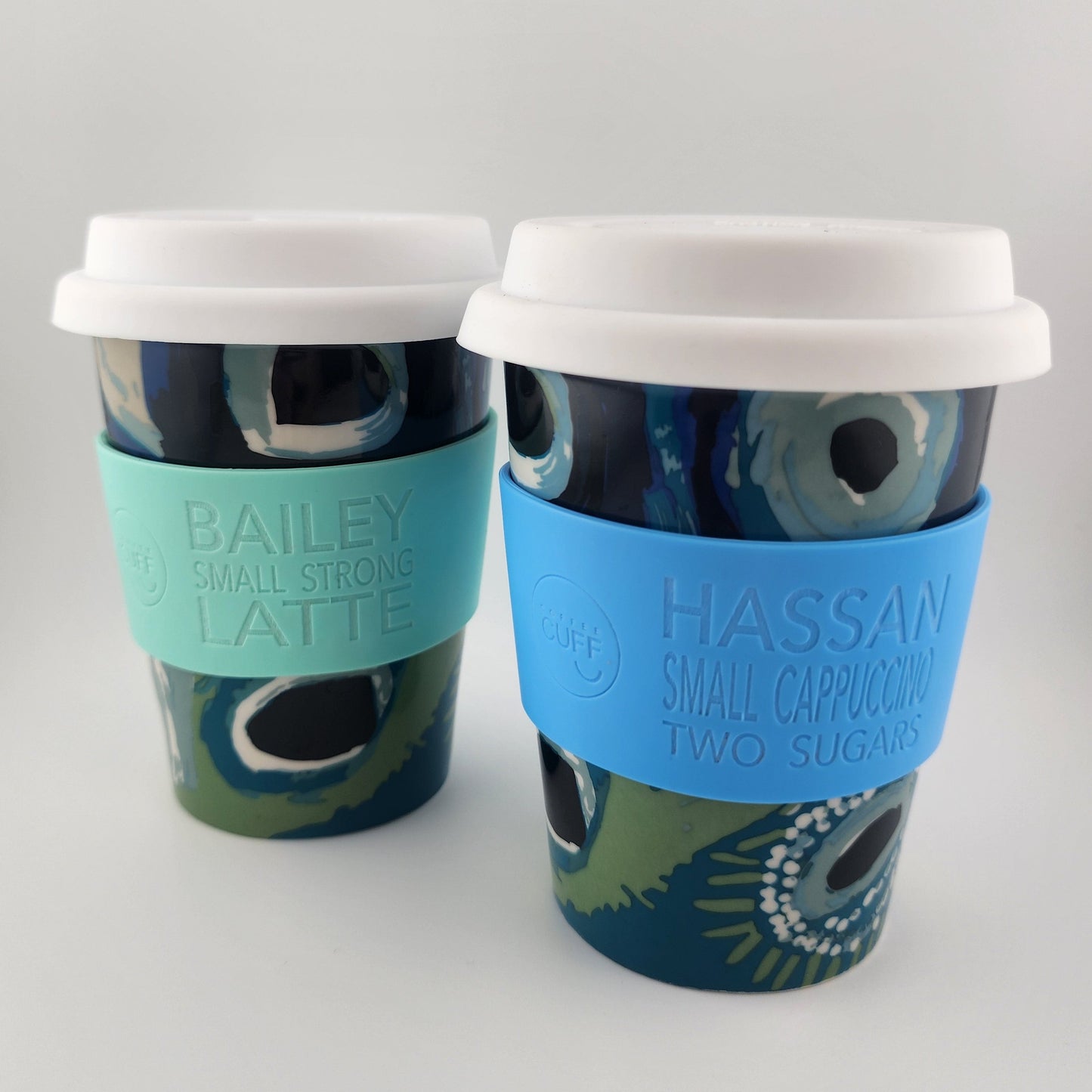 Ceramic Travel Mug - May Wokka Chapman - Mint and Blue