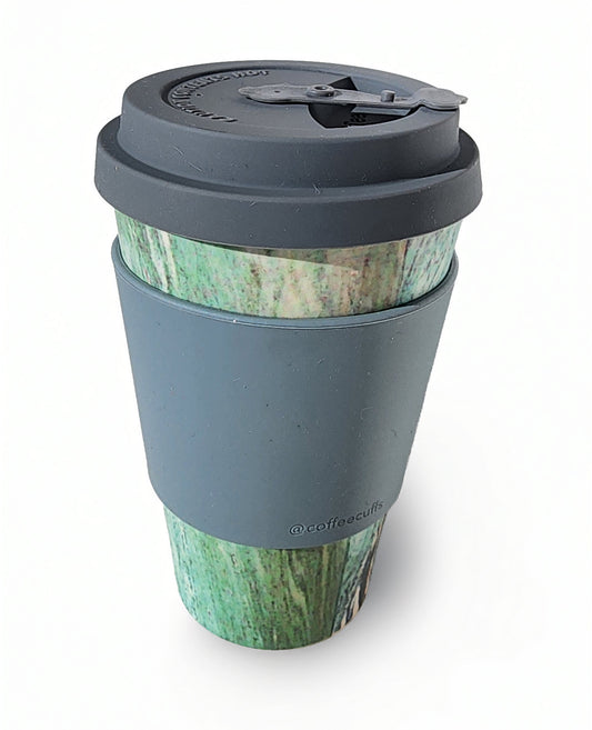 Marmo Verde Bamboo Large 14oz Cup with Grey Personalised Cuff