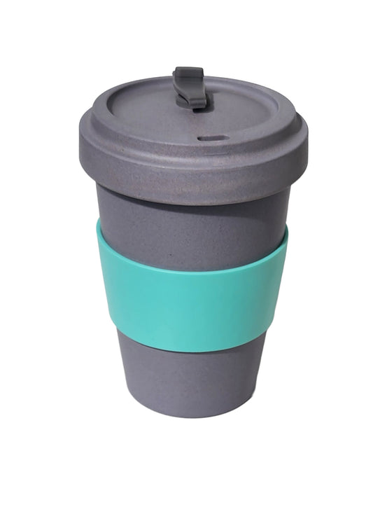 Reusable Large Bamboo Cup in Charcoal Grey and Personalised Cuff