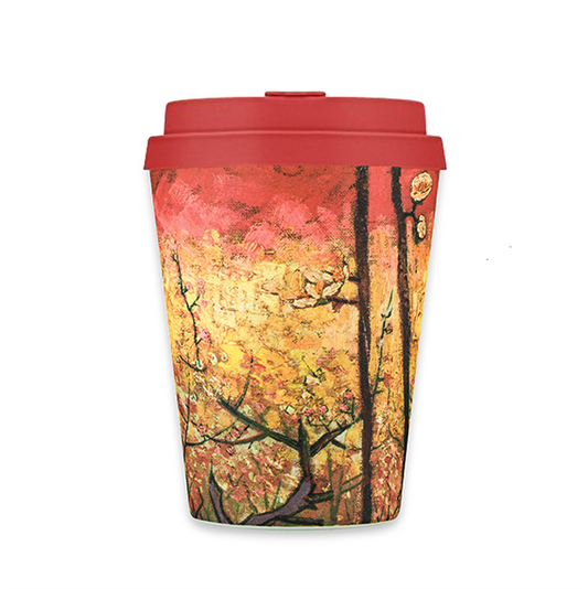 reusable keepcup with flowering Plum in red bamboo gift