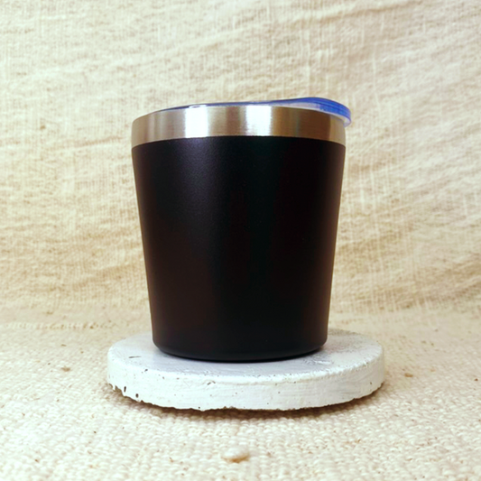 Insulated stainless steel reusable black coffee travel cup